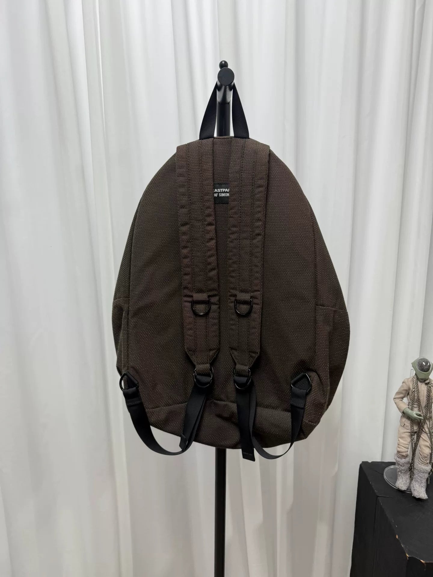 raf simons plush chain backpack in brown