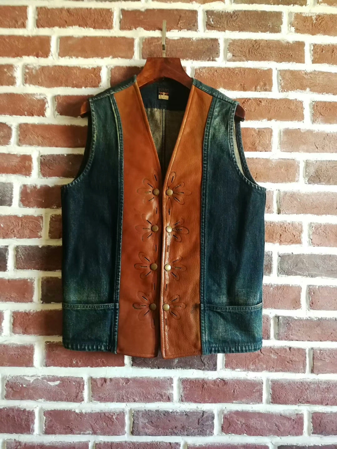 Kapital Western Leather-Trimmed Vest