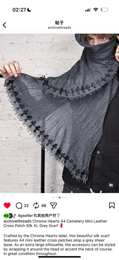 Chrome Hearts Cross Patch Grey Scarf