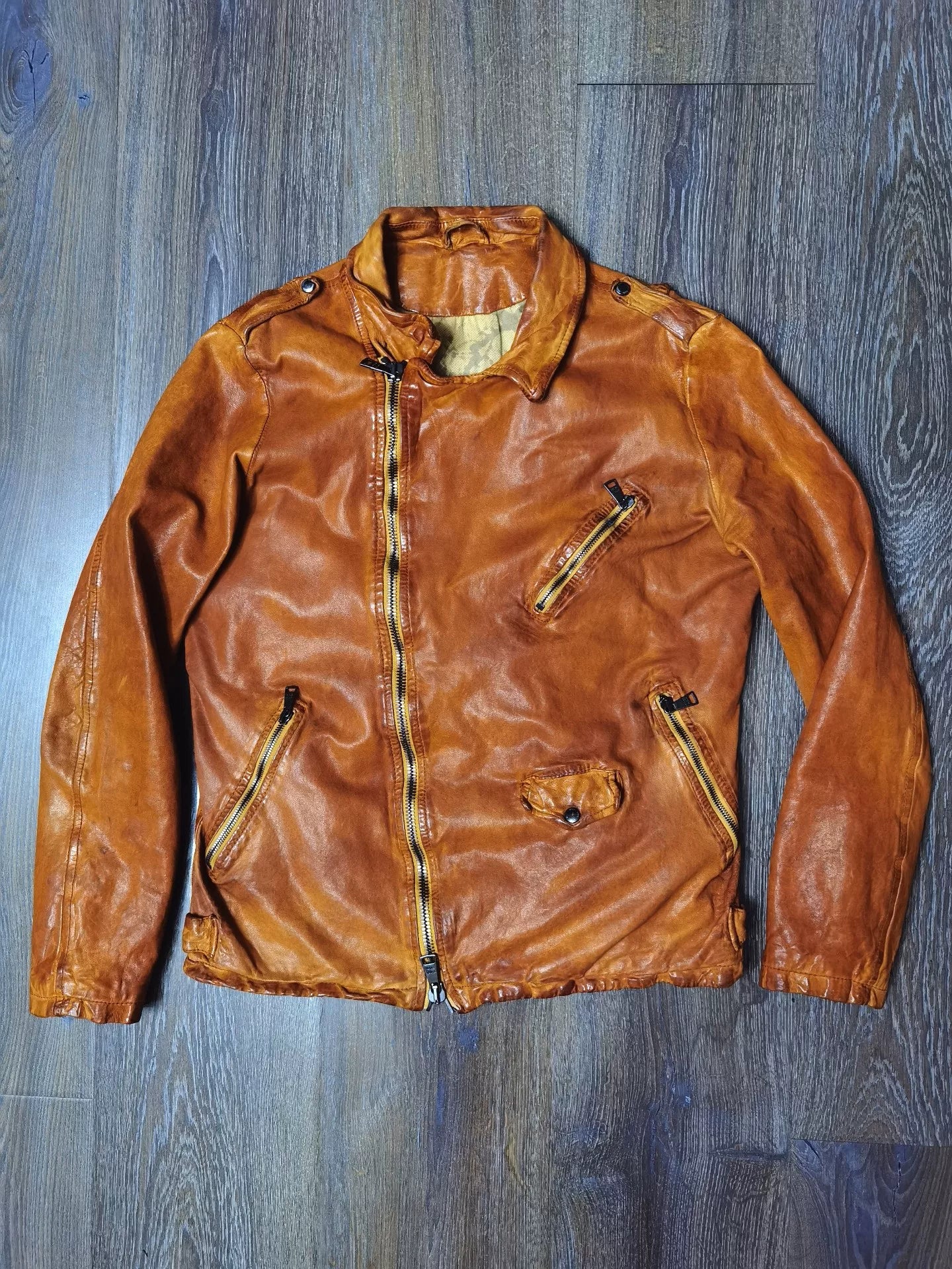 Giorgio Brato Washed Distressed Leather Jacket