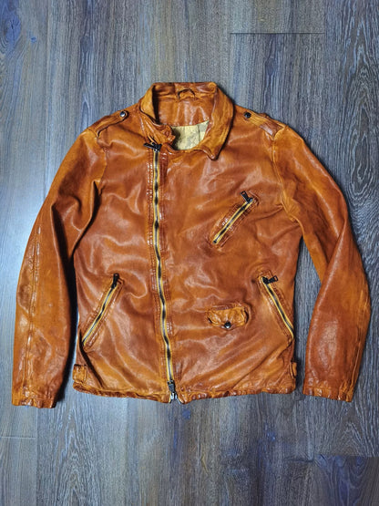 Giorgio Brato Washed Distressed Leather Jacket