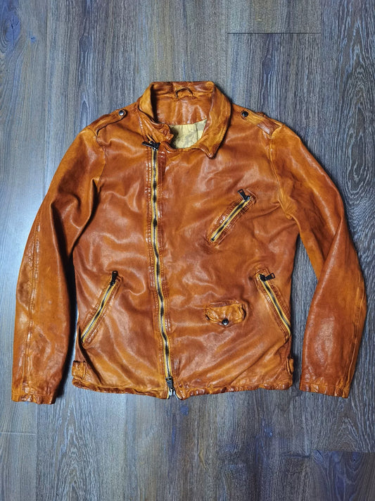 Giorgio Brato Washed Distressed Leather Jacket