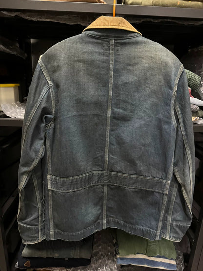 RRL Vintage Style Denim Jacket with Brown Collar