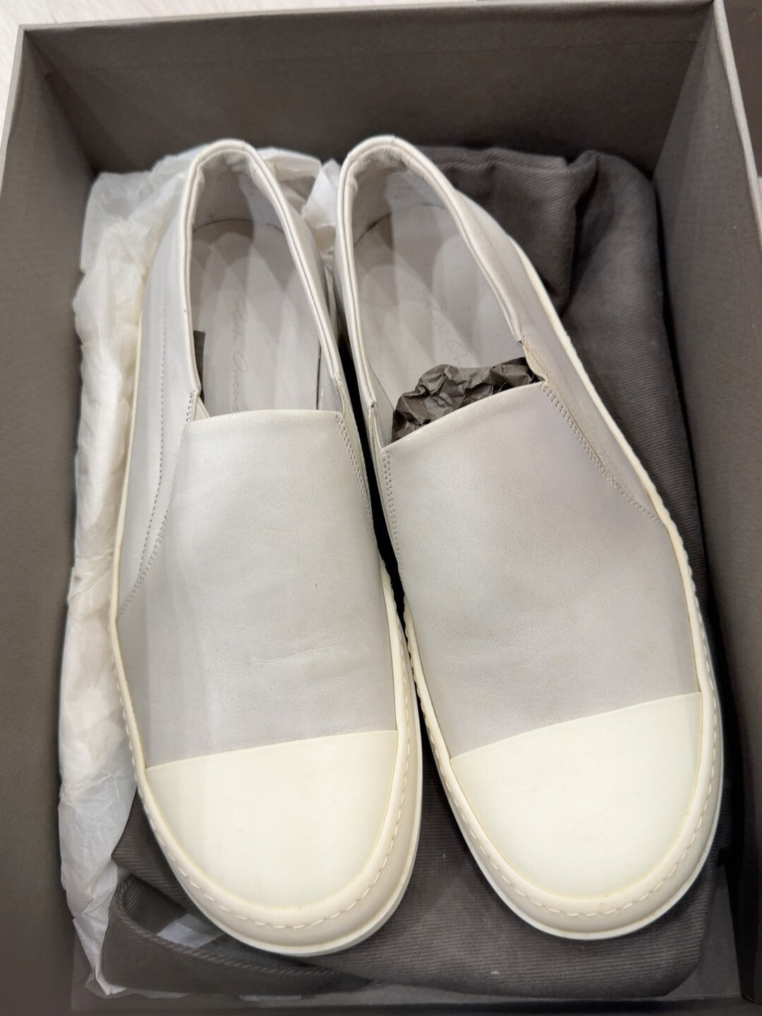 Rick Owens Leather Slip-On Sneakers