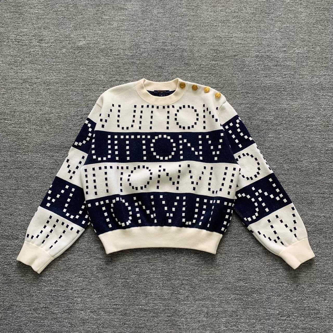 lv large logo wool sweater in cream