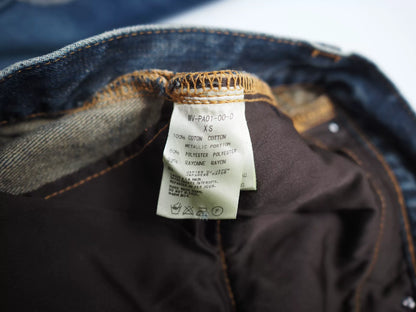 blue denim jeans with gold detail