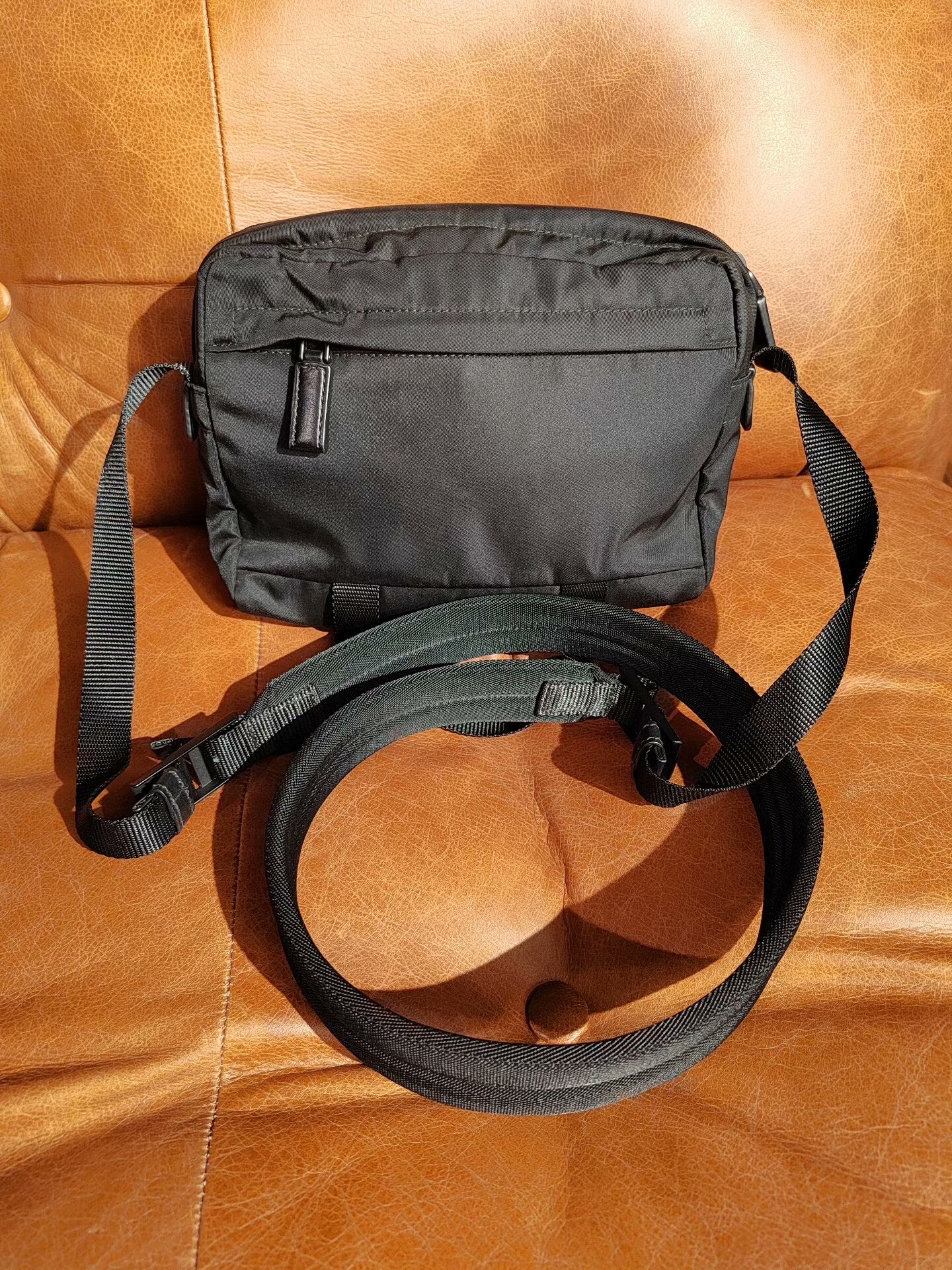 Prada Canvas Crossbody Bag Black Blue