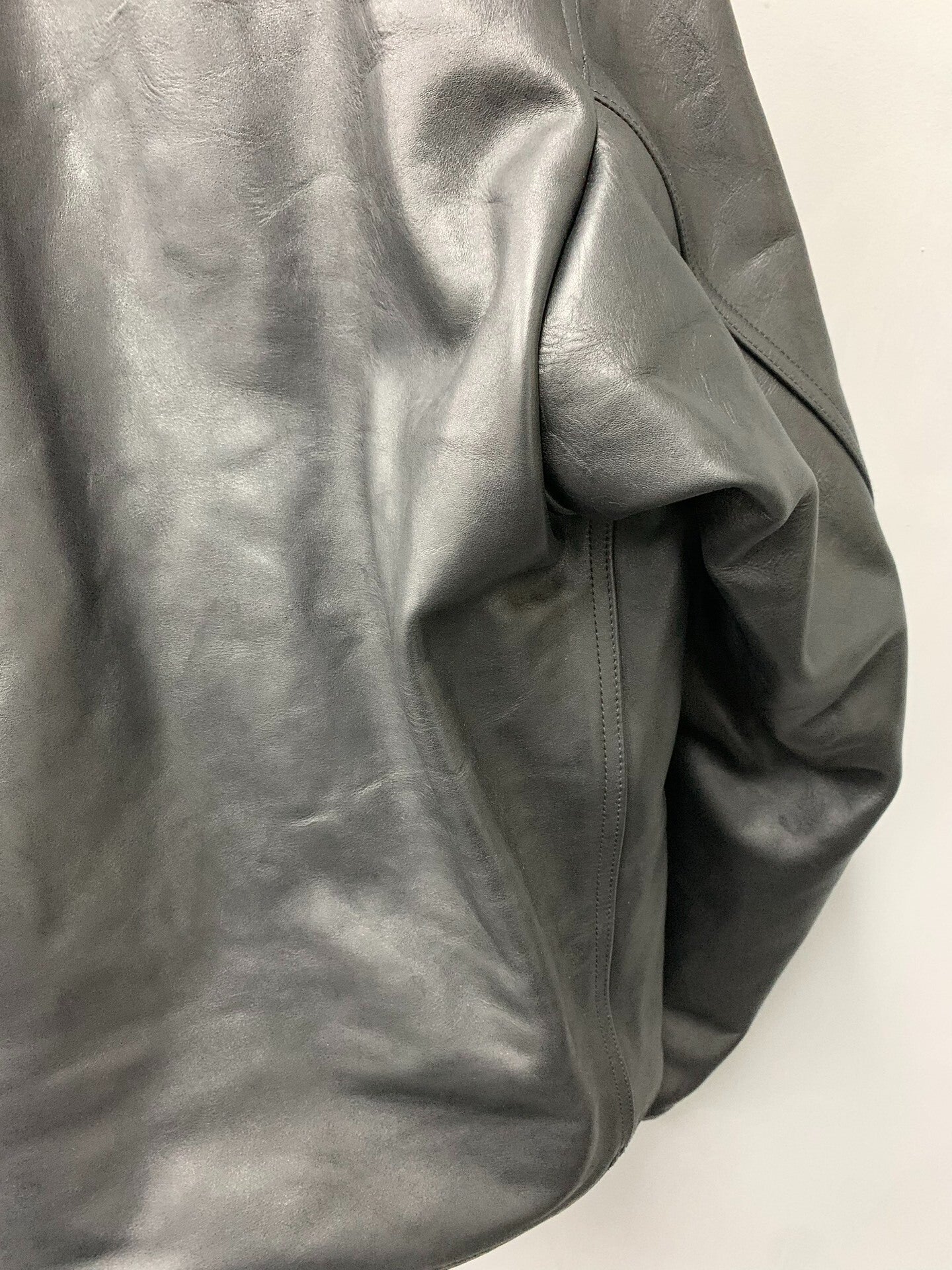 Rick Owens Black Leather Collared Jacket