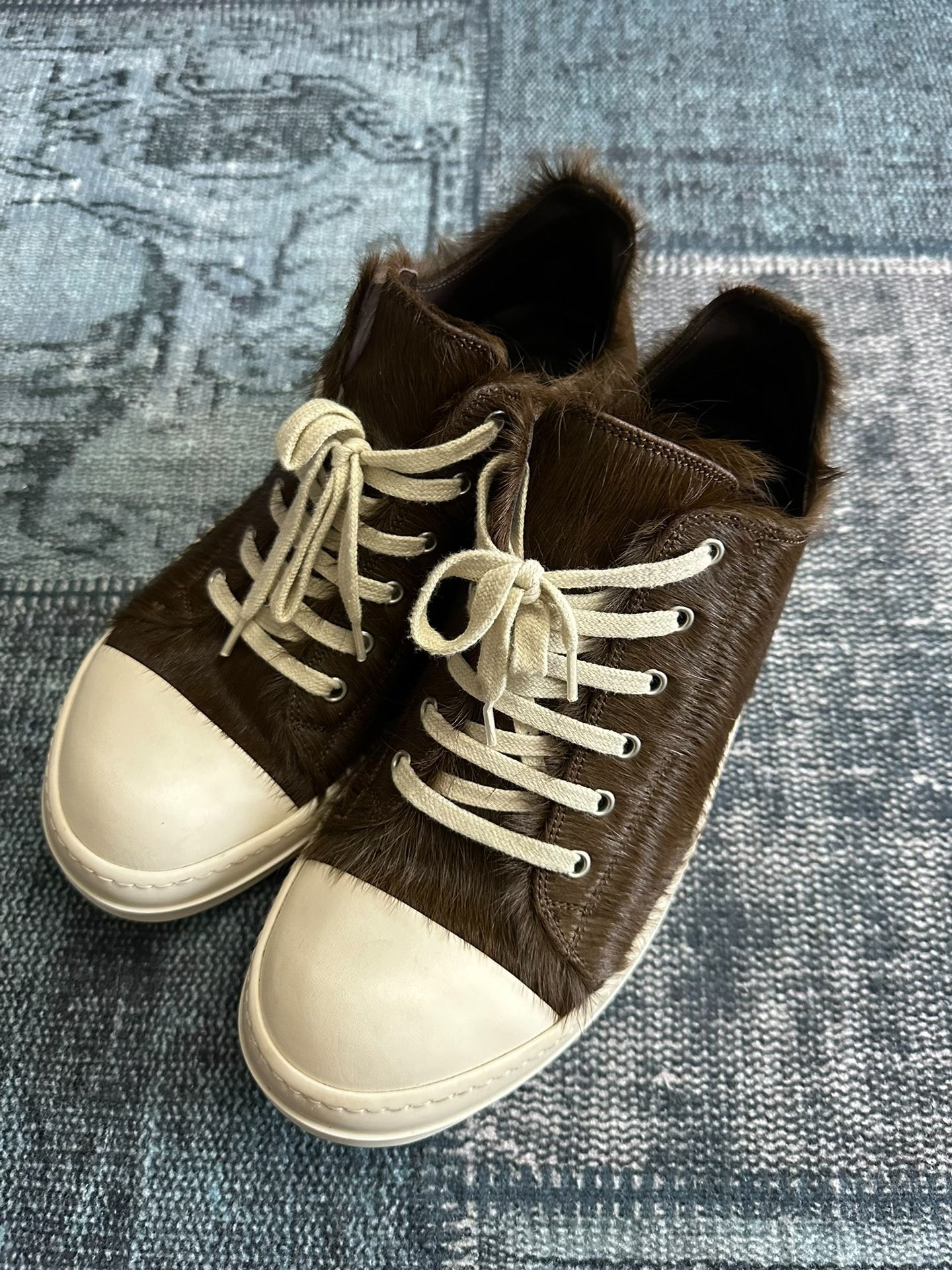 Rick Owens Main Line Brown Horsehair Low-Top 42