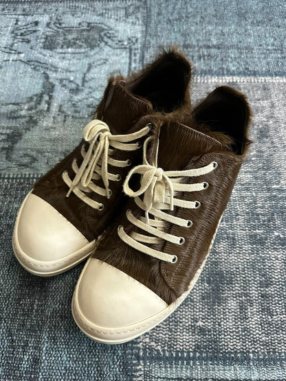 Rick Owens Main Line Brown Horsehair Low-Top 42
