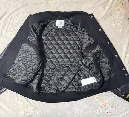 WTAPS 22AW Leather Sleeve Baseball Jacket