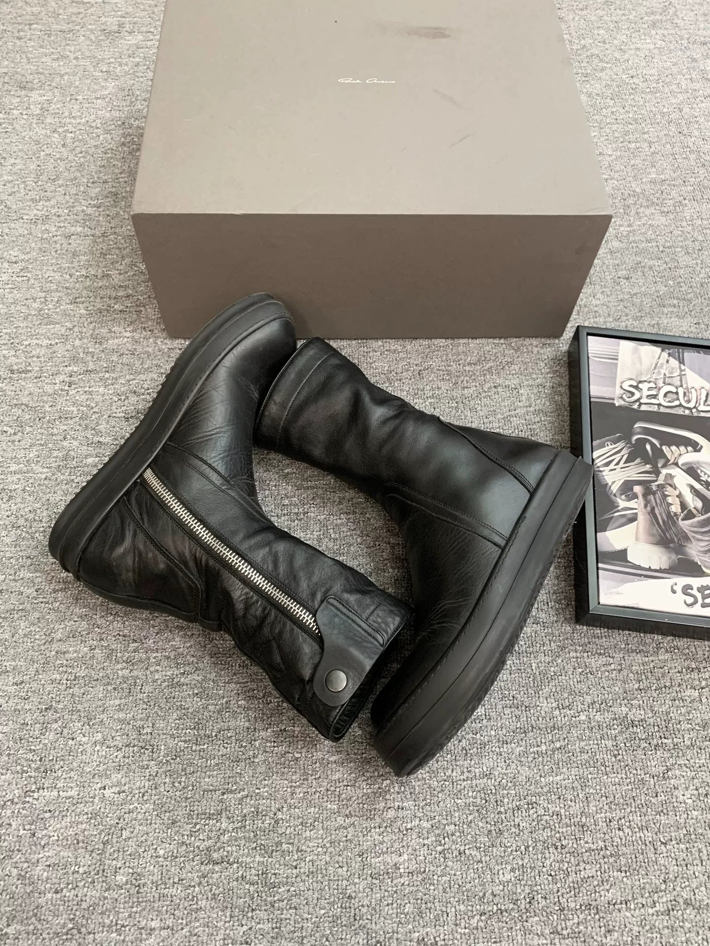 Rick Owens 15FW Calf Leather Zip Boots