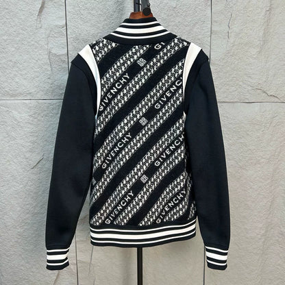 givenchy black and white wool baseball jacket