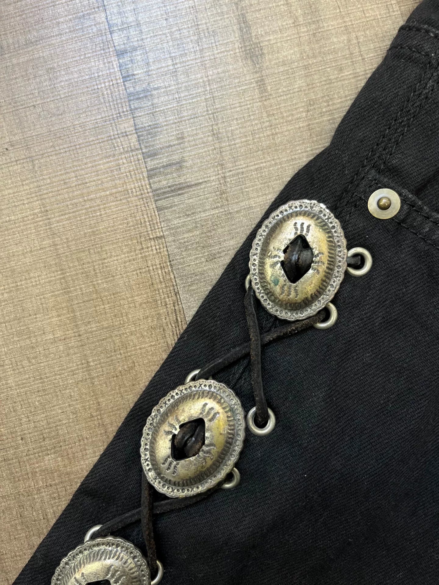 Saint Laurent Western Silver Concho Denim Pants