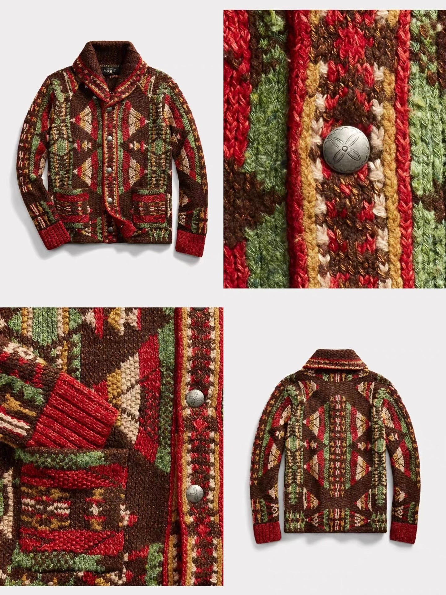 RRL 2022 Shawl Collar Indian Sweater Cardigan