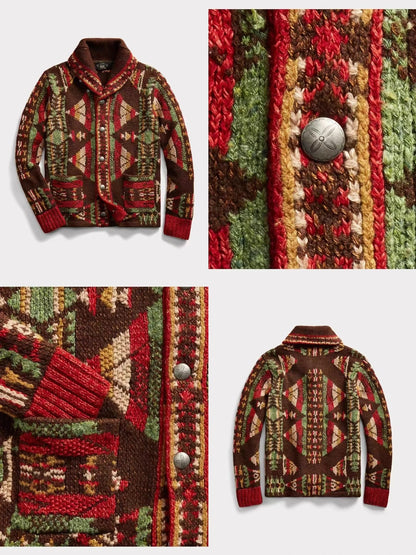 RRL 2022 Shawl Collar Indian Sweater Cardigan