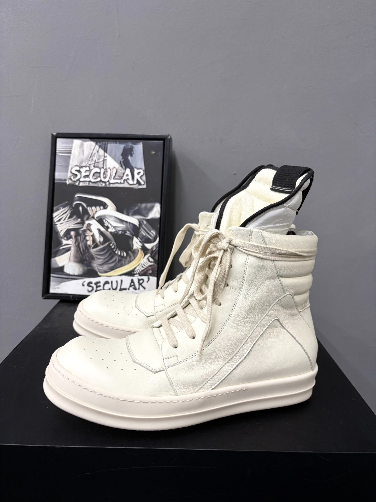 Rick Owens Geobasket White Leather High-Top