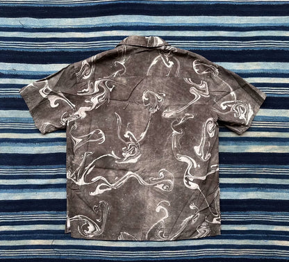 kuon suminagashi camp collar shirt