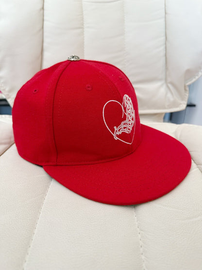 chrome hearts red heart embroidery baseball cap