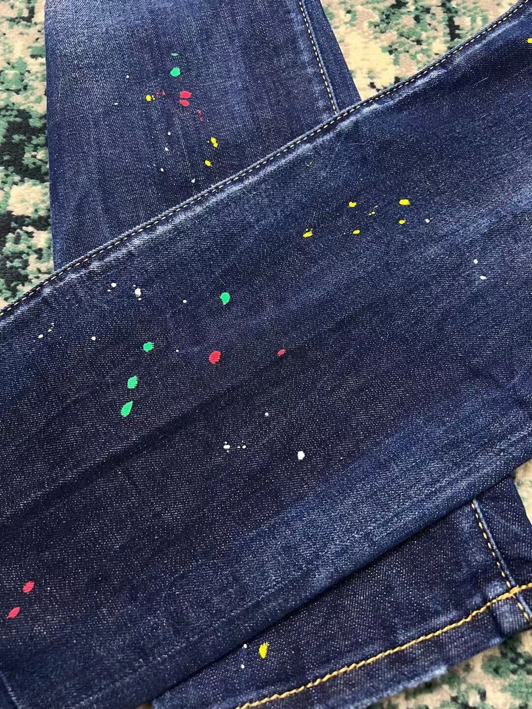 Dsquared2 Blue Denim Pants with Paint Splatter