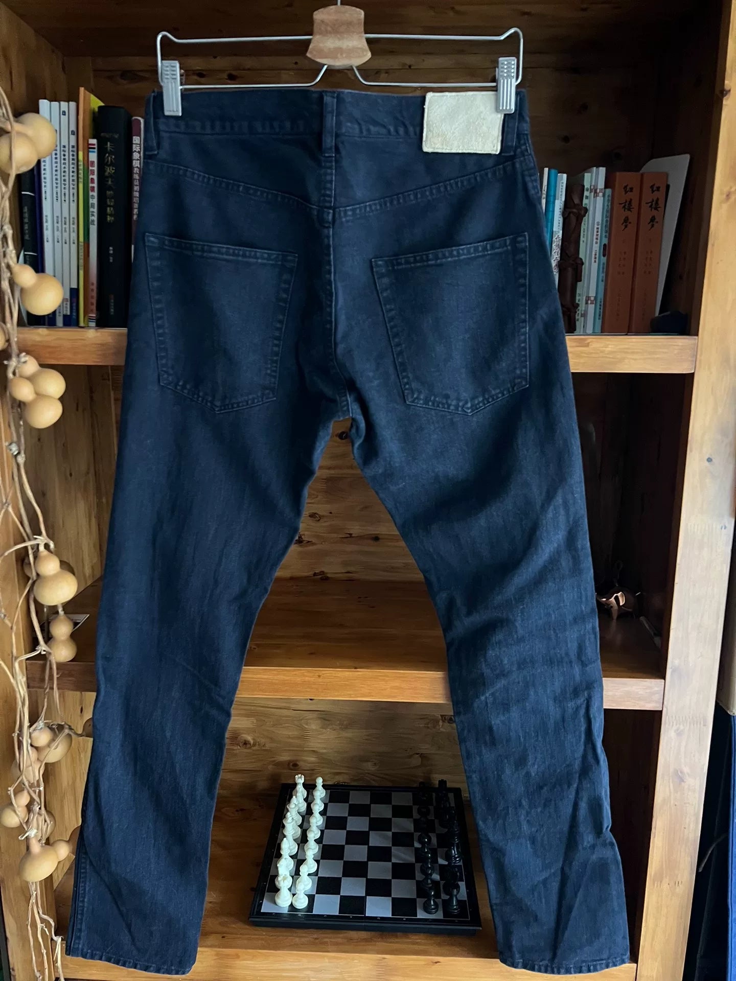 visvim fluxus navy cotton-linen pants