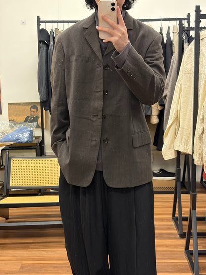 brown gray textured suit jacket