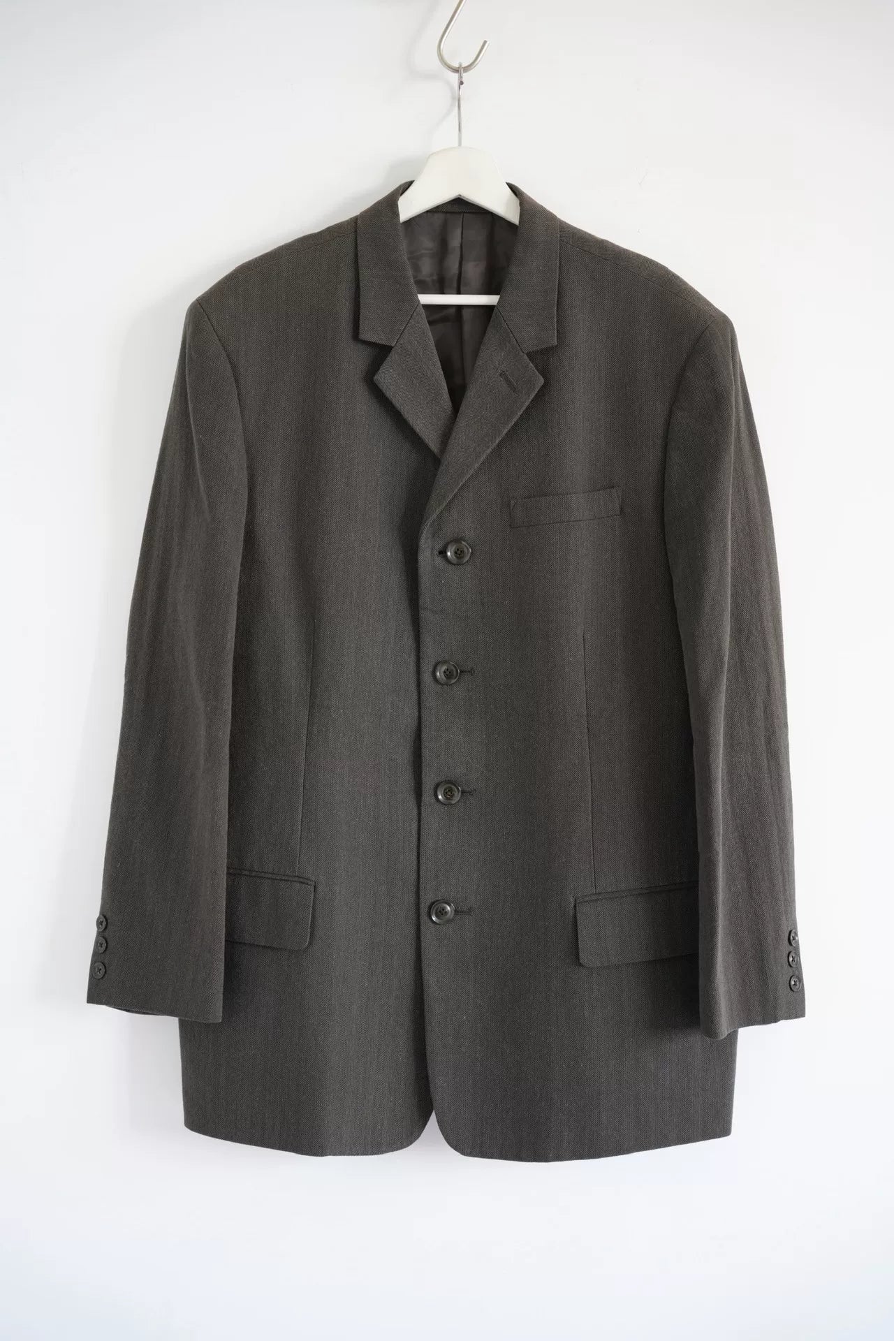 brown gray textured suit jacket