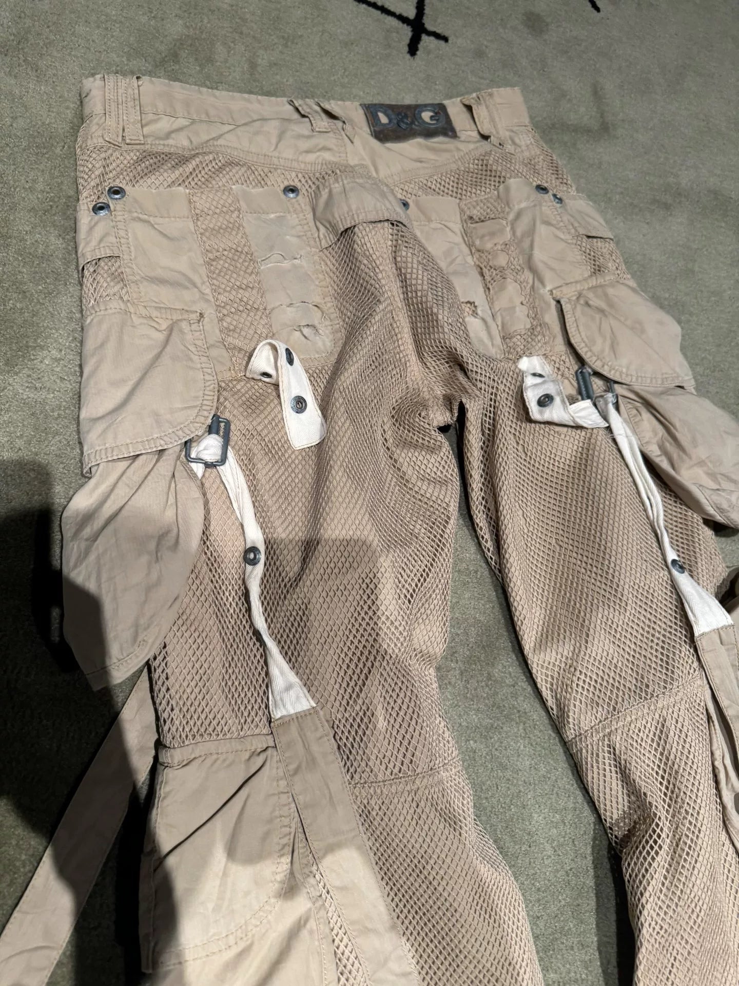 dolce&gabbana distressed cargo pants with straps