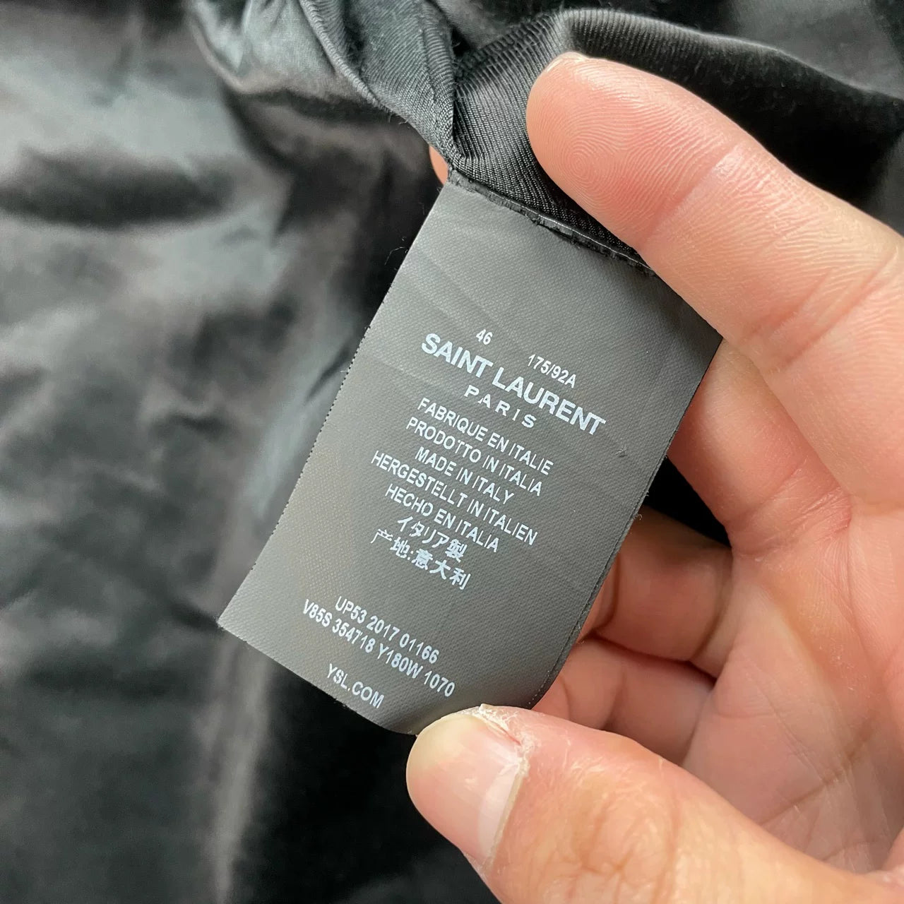 Saint Laurent Leather Sleeves Baseball Jacket