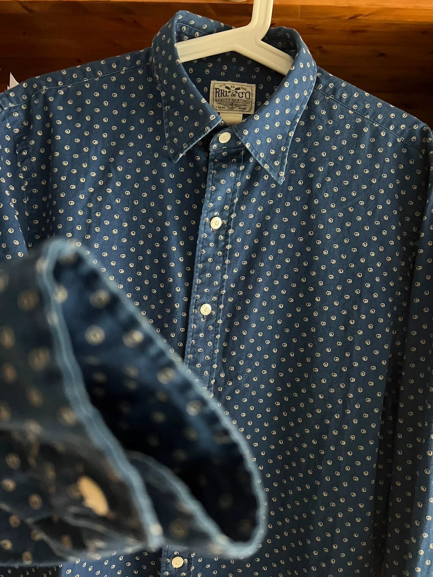 stunning blue dye RRL button-up shirt