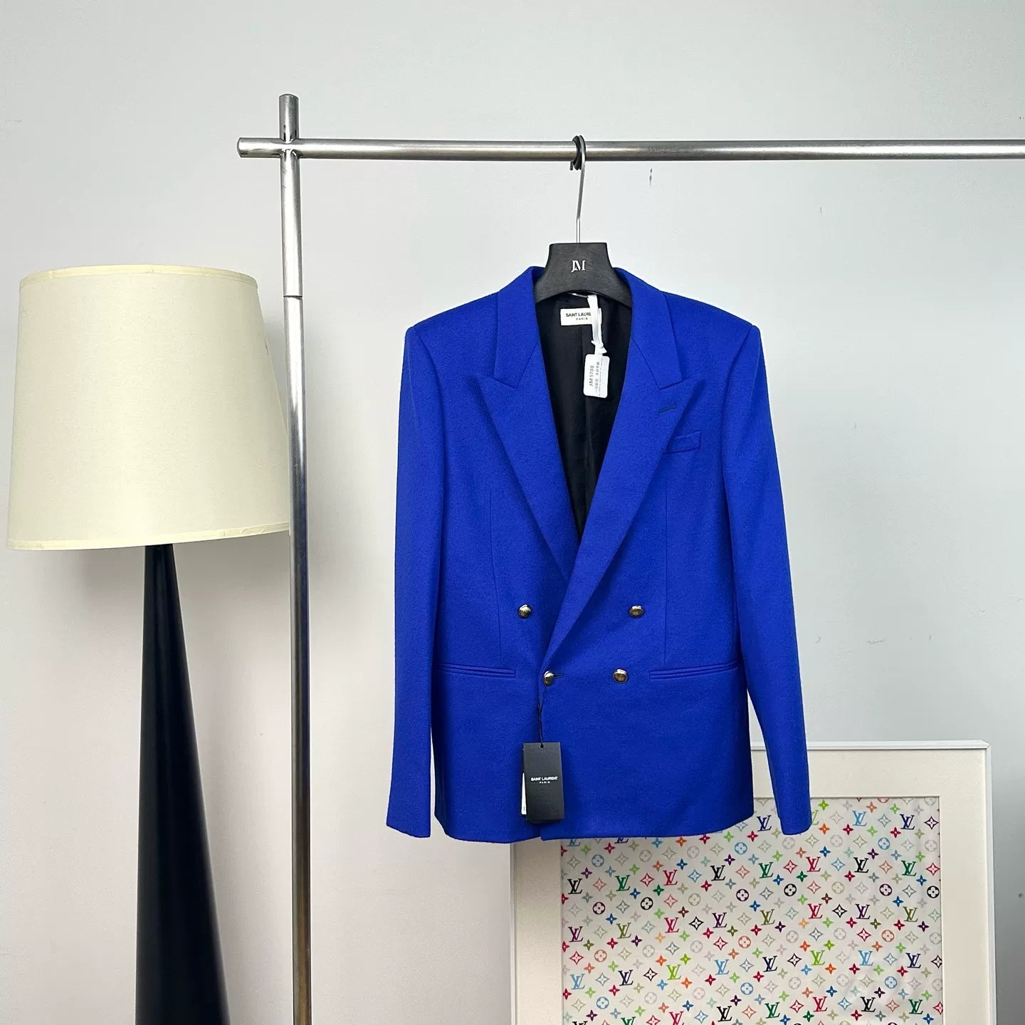 Saint Laurent Blue Double-Breasted Blazer