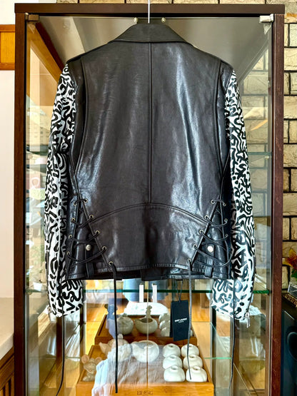 saint laurent graffiti leather jacket