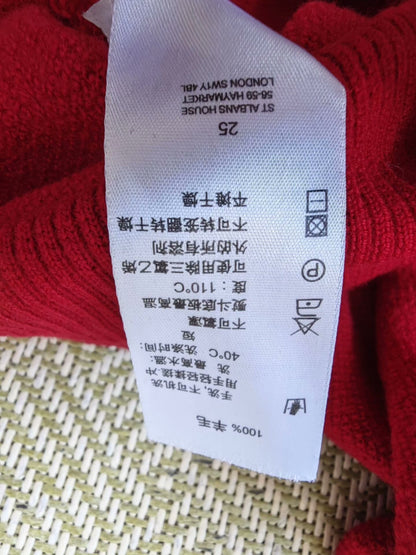 Burberry Red Military Style Wool Sweater
