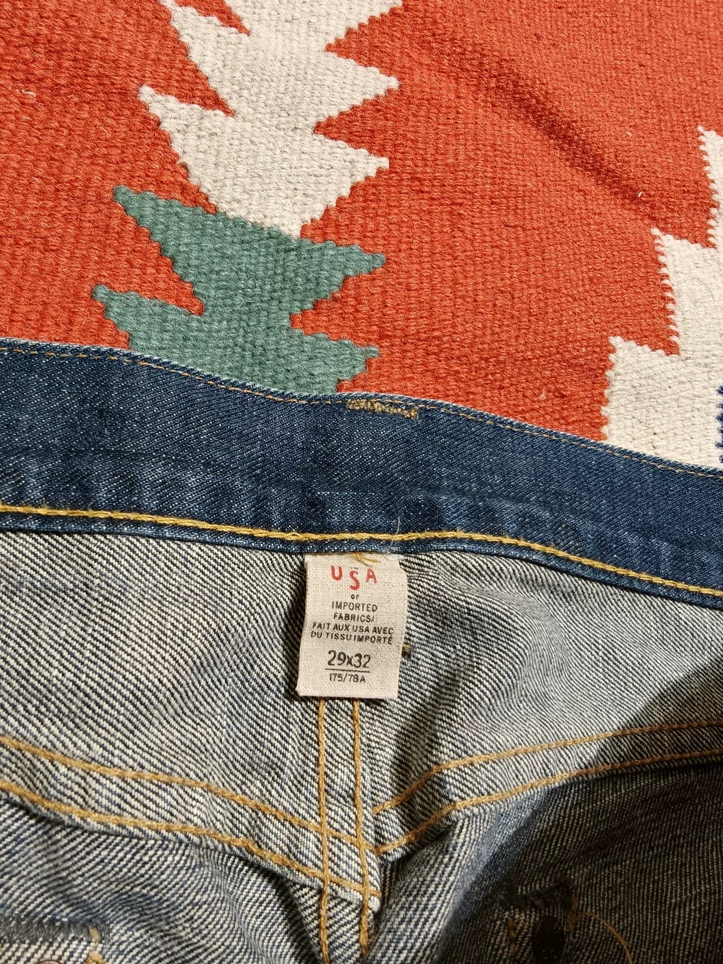 RRL Distressed Red Selvedge Denim Jeans