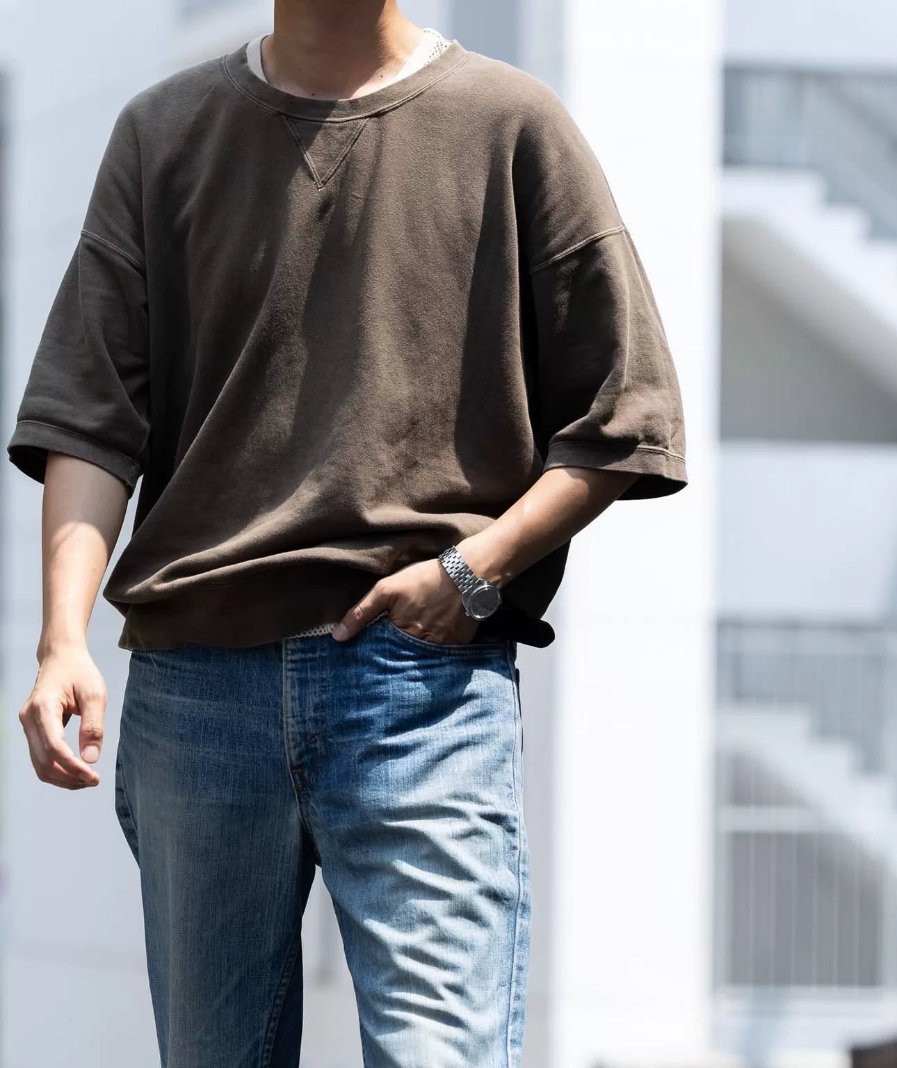 visvim Mud-Dyed 3/4 Sleeve Top