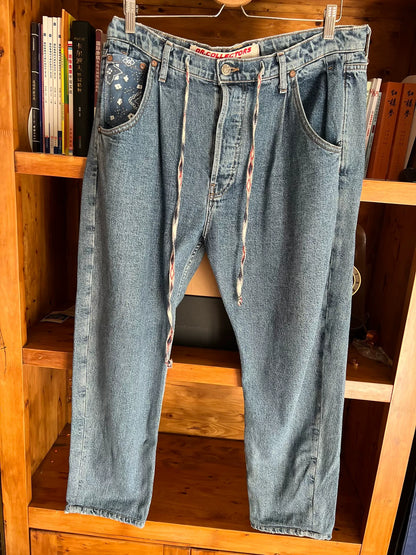 handcrafted indigo dyed relaxed fit denim pants