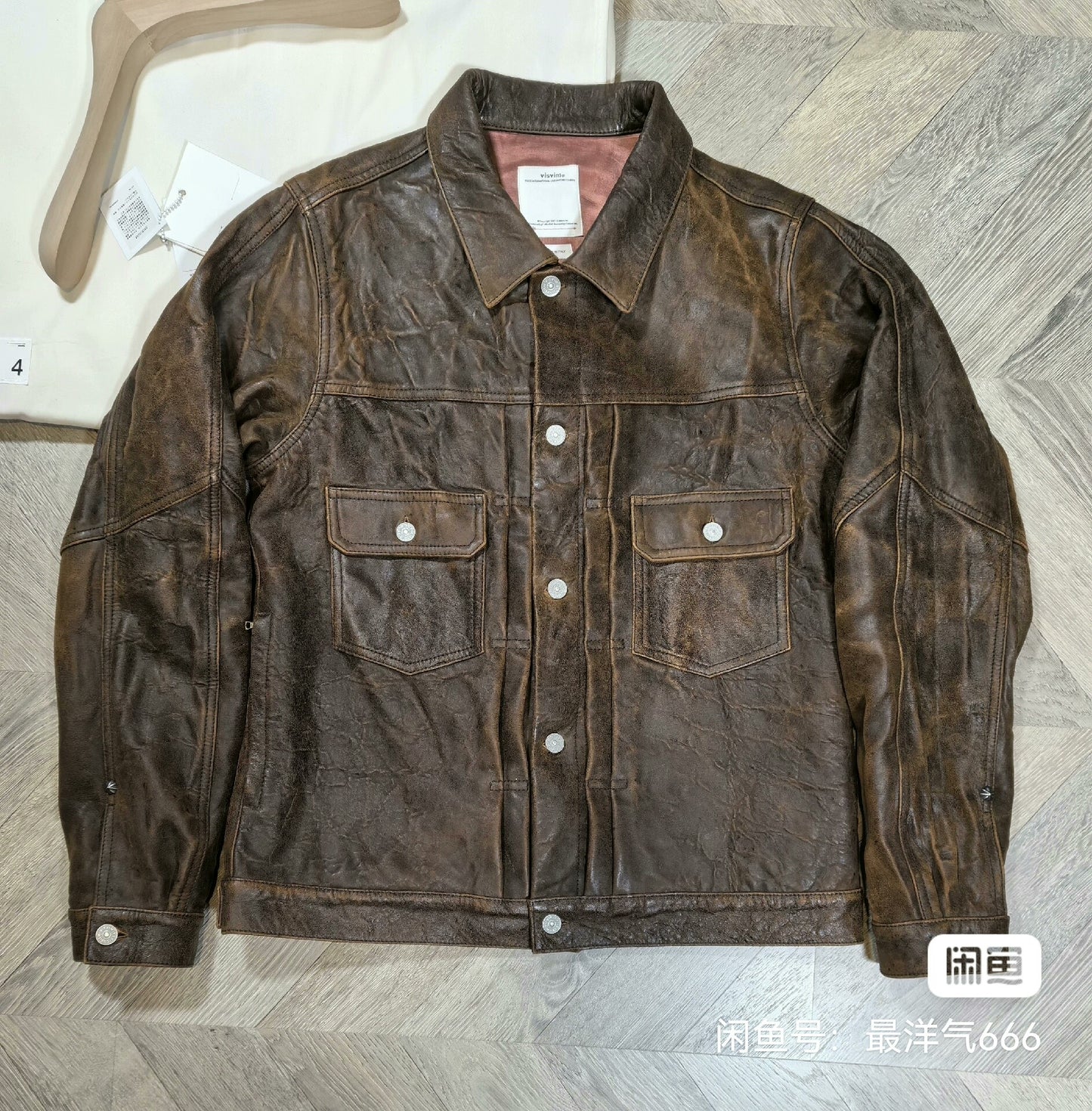 visvim vintage distressed brown leather jacket