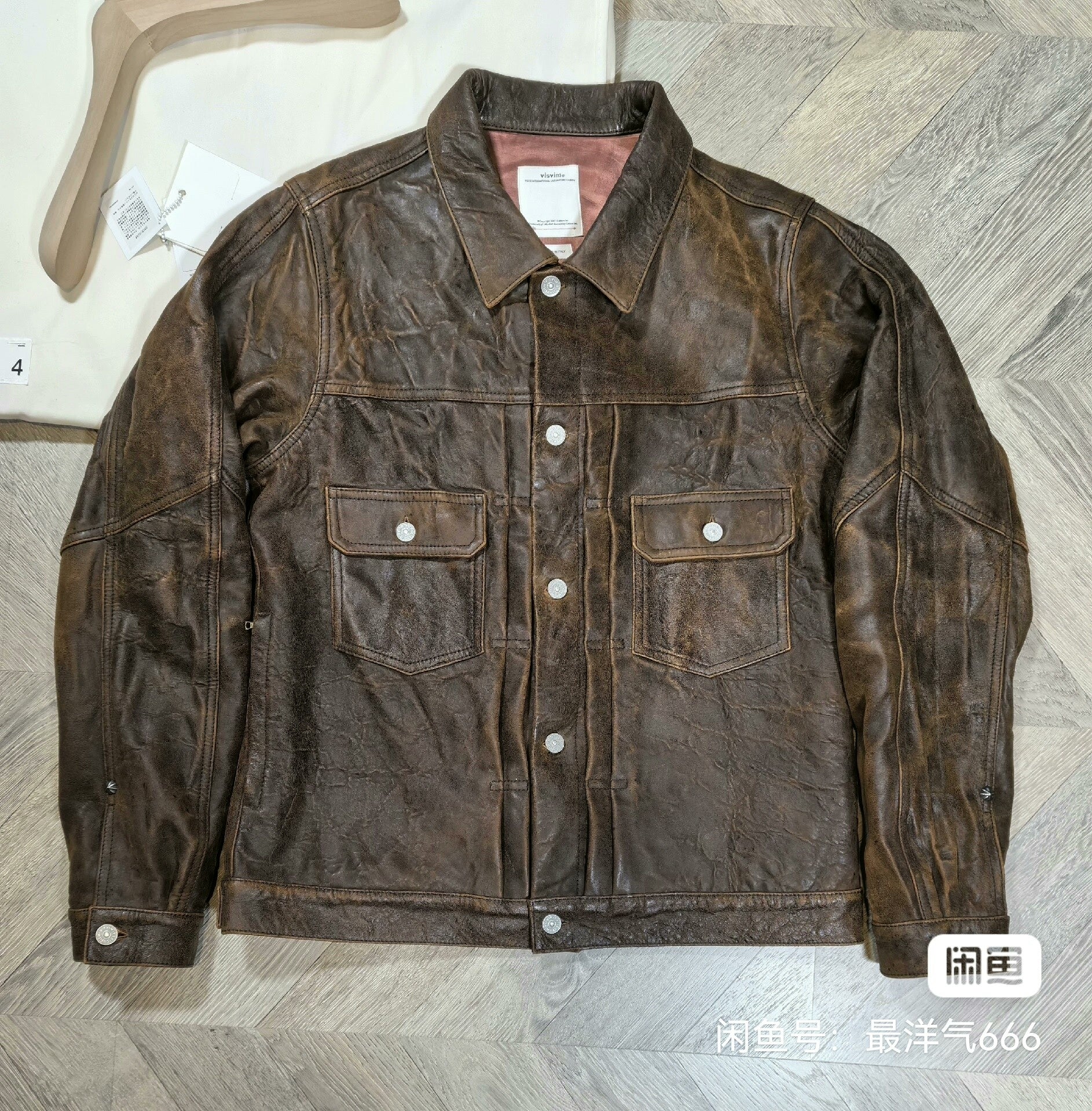visvim vintage distressed brown leather jacket