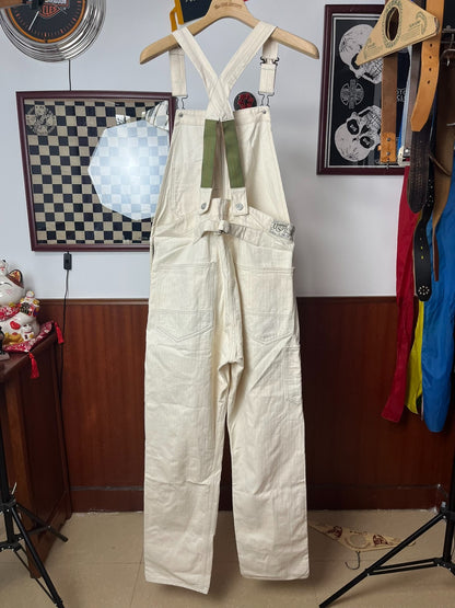 Freewheelers White Herringbone Overalls