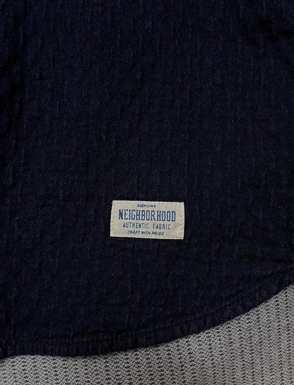 navy blue henley collar sweatshirt