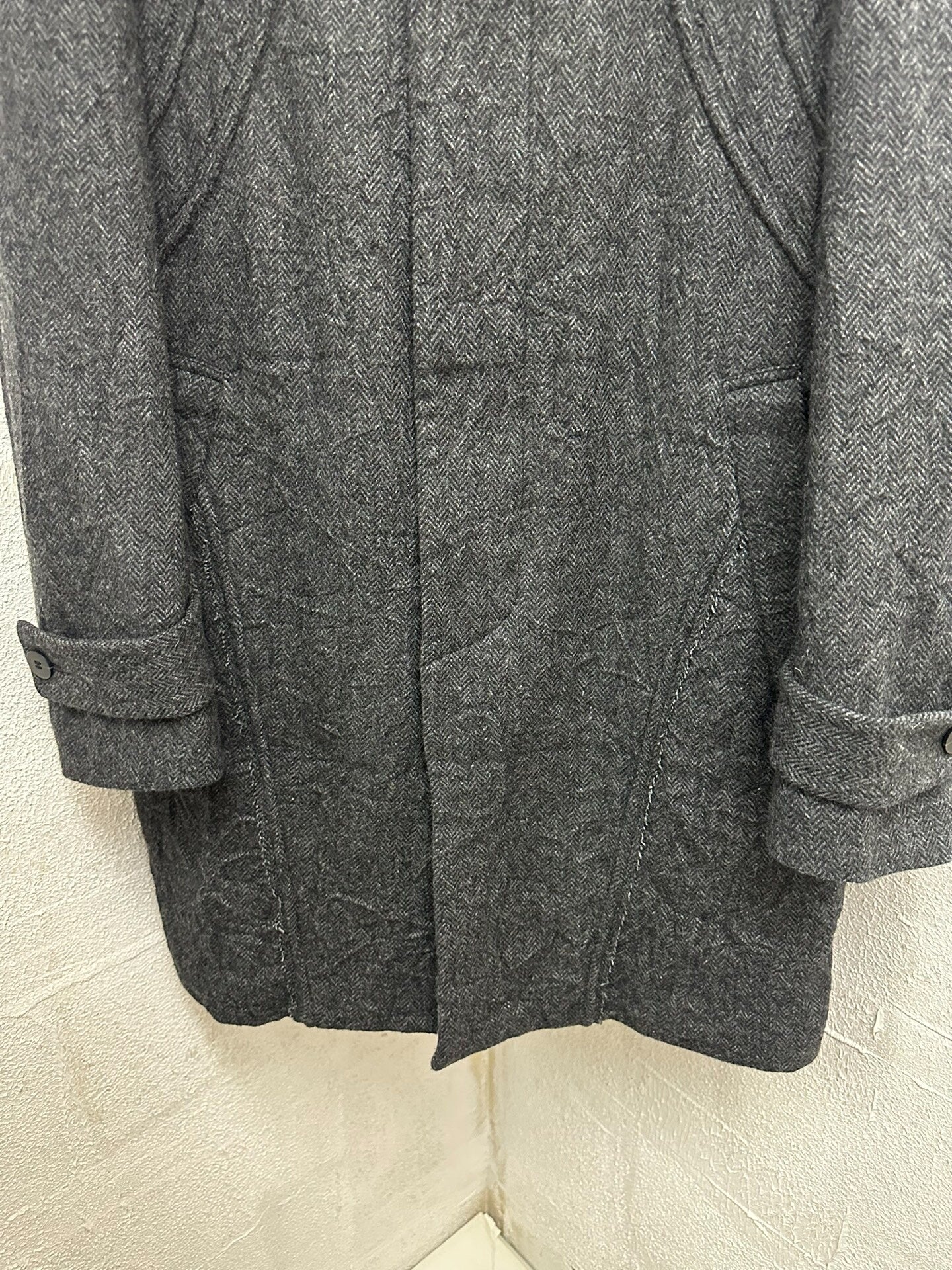yohji yamamoto wool coat with unique design