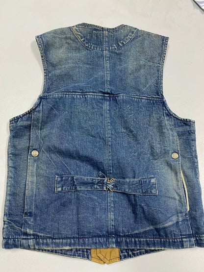 vintage rrl denim vest with heavy washing