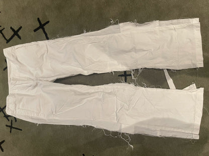 unique distressed white adjustable pants