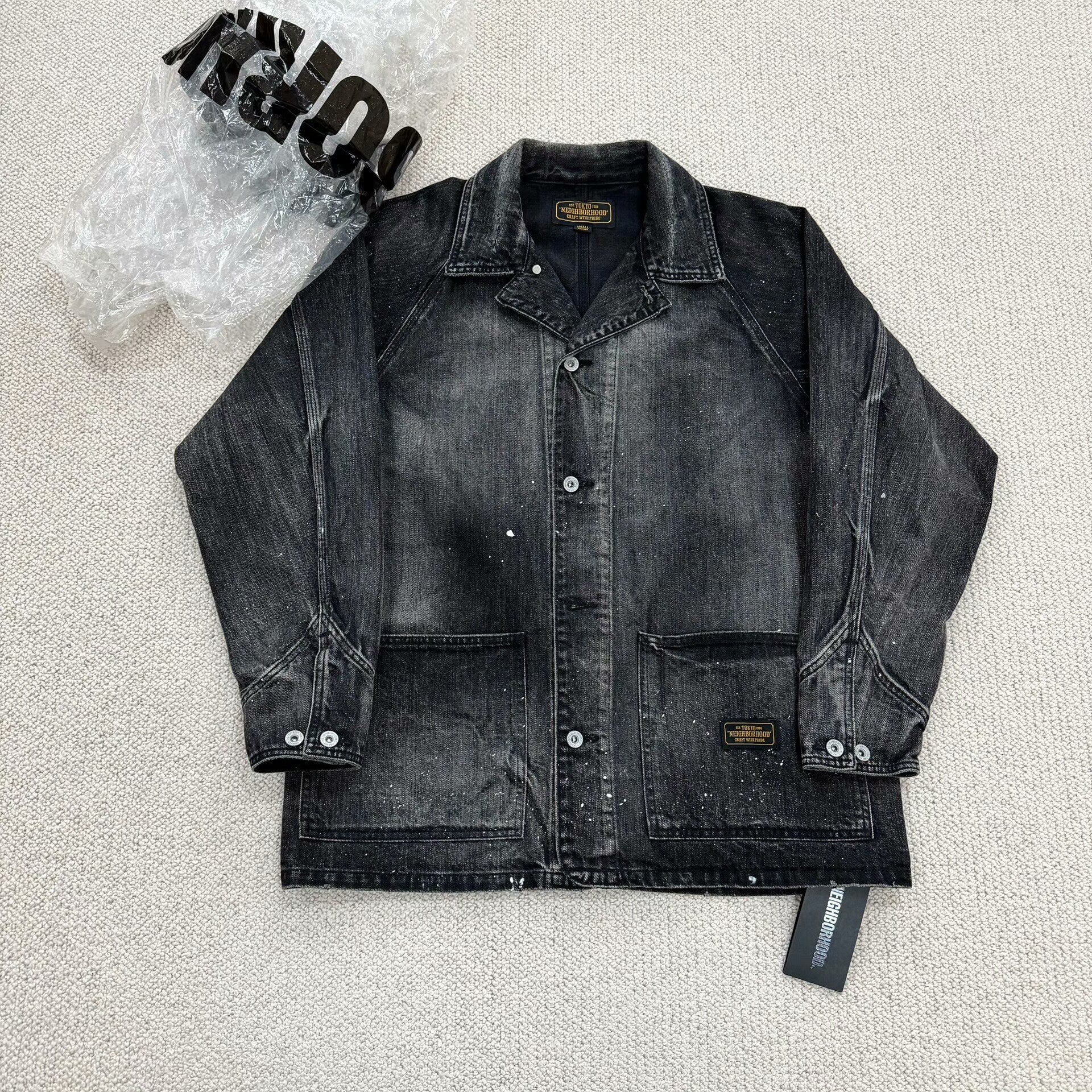 neighborhood scc coverall black denim jacket