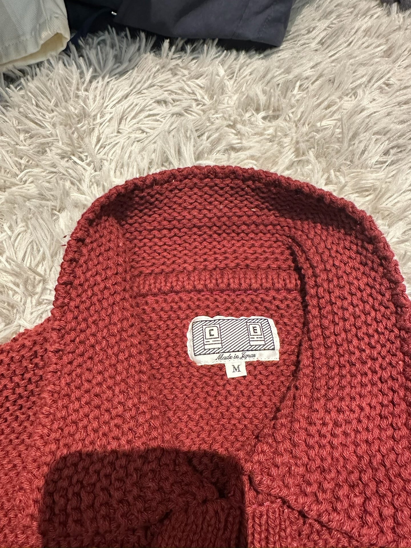CE/CAVEMPT Wine Red Single-Breasted Knit Sweater