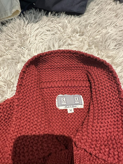 CE/CAVEMPT Wine Red Single-Breasted Knit Sweater
