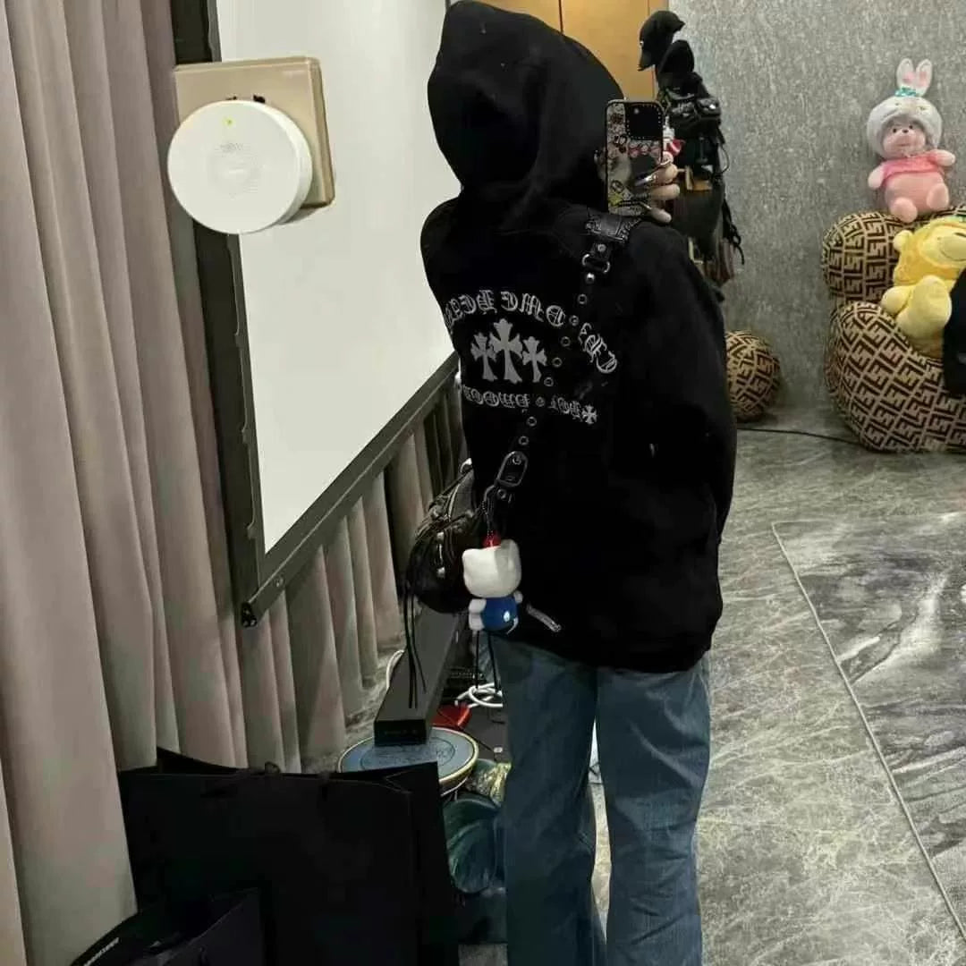 Chrome Hearts  Cross Sanskrit Embroidery Zip Hoodie
