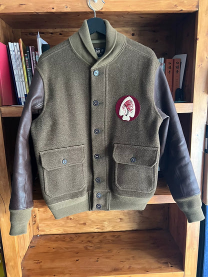 rrl double rl wool leather sleeve jacket