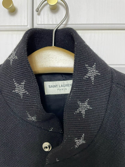 Saint Laurent Leather Sleeve Baseball Jacket