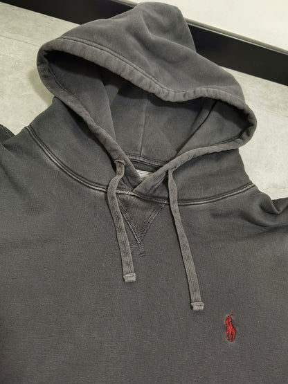 Ralph Lauren Distressed Charcoal Black Hoodie